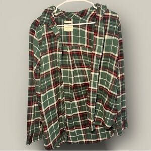American Eagle Outfitters Green Plaid Hoodie